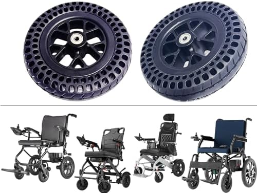 8-inch honeycomb wheels, 8"*1.8"Solid explosion-proof front wheel, Wheelchair Front Casters, for Electric and Manual Wheelchair and Transport Chairs, Replacement Parts, Black, 1Pr