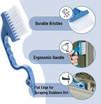 Slick- Window Track Cleaning Brush, 2 Pack, Blue Ergonomic Handle, Built-in Scraper, Multipurpose, Window Track Cleaning Tools