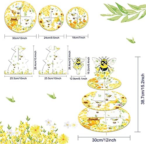 CC HOME Bee Party Supplies Cupcake Stand 3 Tier Bee Party Cake Stand for Kids Birthday Party Decorations Bee Theme Party Baby Shower Birthday Party Supplies
