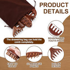6 Pcs Natural Wooden Scalp Massager Comb Tool Set with Flocked Storage Bag Scalp Massage Tool for Stress Relief, Gua Sha & Therapy for Women Men Hair Growth Body Therapy