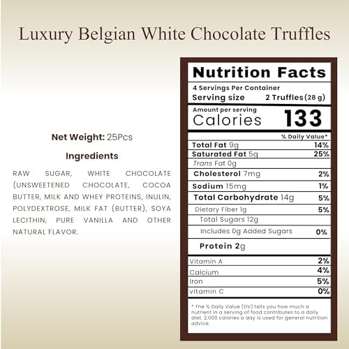 ANDY ANAND CHOCOLATIER Luxury Belgian White Chocolate Truffles - Handmade Assorted Chocolate Flavors - Gourmet Collection with Delectable Ganache - Chocolate Gift Box | Perfect for Chocolate Lovers (24 Pcs)