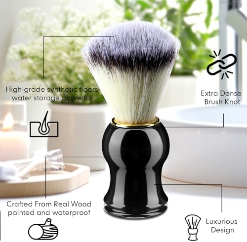 Patelai 4pcs Shaving Brush for Men Hand Crafted Shaving Brush for Wet Shave Using Shaving Cream Premium Quality Hair Bristle Bamboo Black Handle Shave Brush for Bearded Man Father Boyfriend Gifts