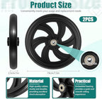 2 Pcs Replacement Wheelchair Wheels for Walkers Rollator Walker Pair of 7.5-Inch Replacement-Wheels Wheelchair Front Wheels Anti Slip Walker Rubber Replacement for Adults, Seniors