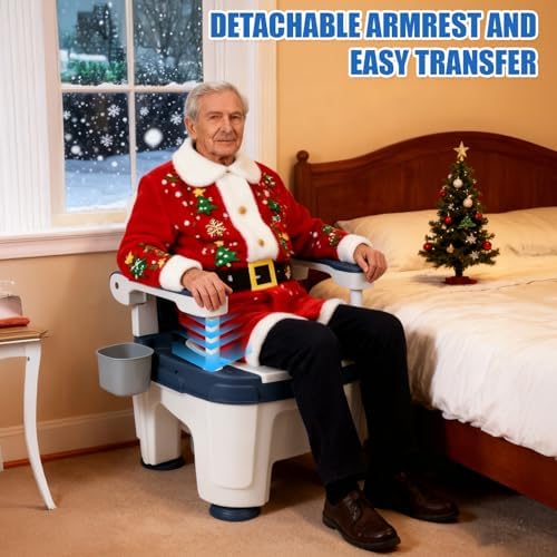 Bedside Commode for Seniors, Adult Portable Commode Toilet 882lbs Capacity, Potty Chair for Seniors with Adjustable Handles, Height Adjustable Portable Toilet Chairs for Adults（US Fast Arrival）