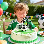 1Pc Black Soccer Happy 6th Birthday Cake Topper - Glitter Football Cake Decoration for 6 Year Old Soccer Theme Birthday Party Cake Decor Supplies