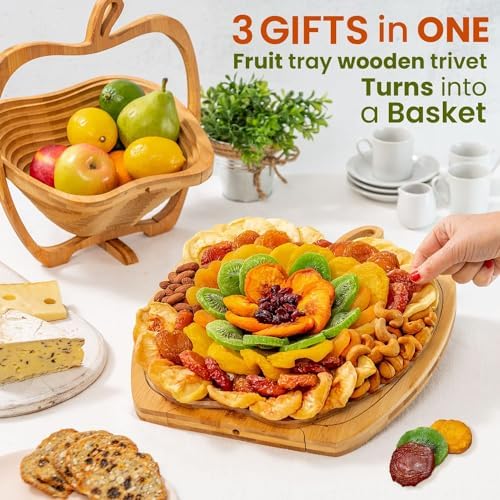 Dried Fruit and Nut Gift Basket, Healthy Assorted Natural Snack Gift Tray, Extra Large Variety Food Tray Party Platter- Mothers Day, Holiday, Birthday, Sympathy, Office, Men, Woman, Him, Her Husband, Wife, Families, Bonnie and Pop
