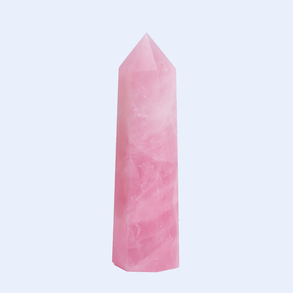 1PCS Rose Quartz Natural Crystal Towers 2.75-3.54" Healing Crystal Wand 6 Faceted Chakra Reiki Meditation Therapy