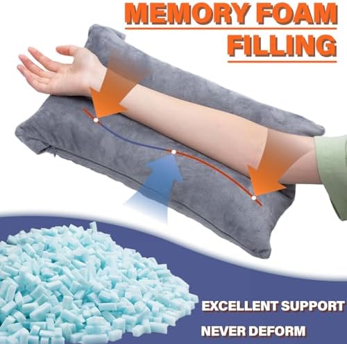 1 MIDDLE ONE Arm Pillow, Memory Foam Arm Rest Pillow for Adults and Side Sleepers, Elbow Support Elevation Pillow for Post Surgery and Numbness with Removable Cover (Grey)