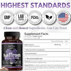 Saffron Supplement 88.5mg | Mood, Focus, and Stress Support | 60 Premium Saffron Extract Capsules | Made in the USA | 3rd Party Lab Tested | Non-GMO, Vegan, Gluten-Free