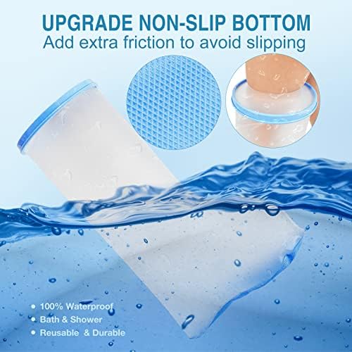 Waterproof Extra Wide Leg Cast Cover for Shower Adults, Extra Large Half Leg Shower Cover with Non-Slip Bottom, Watertight Foot Protector for Plus Size Adults Surgery Shower Boot