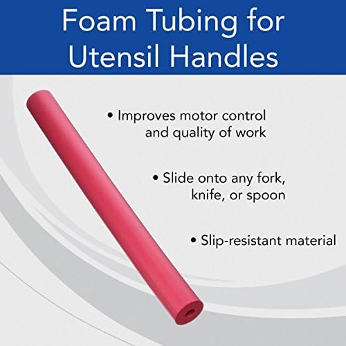 Sammons Preston Foam Tubing for Utensil Handles, Pack of 6 Tubes to Add Grip Assistance & Softness to Any Silverware, Adaptive Eating Tool with Handle, 1 1/8" Diameter with 3/8" Bore, 12" Long, Red