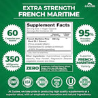 Zazzee Extra Strength French Maritime Pine Bark Extract 20:1, 350 mg Per Capsule, 95% Proanthocyanidins, 60 Vegan Capsules, 2 Month Supply, Certified Kosher, Antioxidant Support, Non-GMO, Made in USA