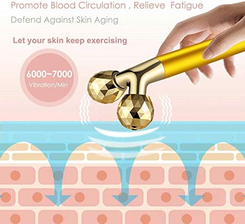 Amirce Face Massager Roller Golden 3D Roller Electric Facial Roller and T Shape Facial Roller Massager Kit Face Rollers