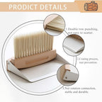 Mini Dustpan and Brush Set, Small Beechwood Broom and Dust Pan Set, Portable Cleaning Brush and Dustpan Combo with Natural Sisal