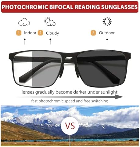 Progressive Multifocus Reading Glasses Anti Blue Light Photochromic/Bifocal Reading Glasses for men UV Protection