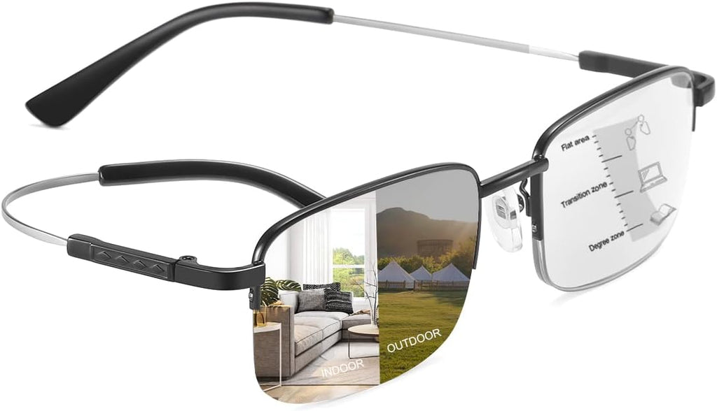 YIMI Progressive Photochromic Multifocus Reading Glasses UV400 Sunglasses Blue Light Blocking Computer Readers for Men Women