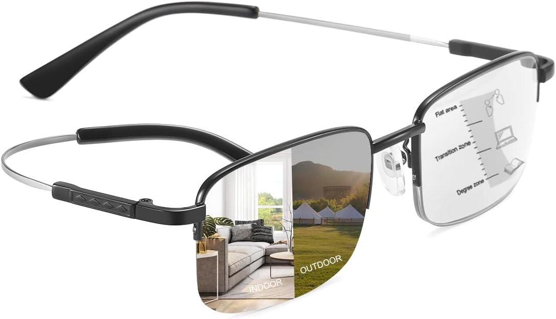 YIMI Progressive Photochromic Multifocus Reading Glasses UV400 Sunglasses Blue Light Blocking Computer Readers for Men Women