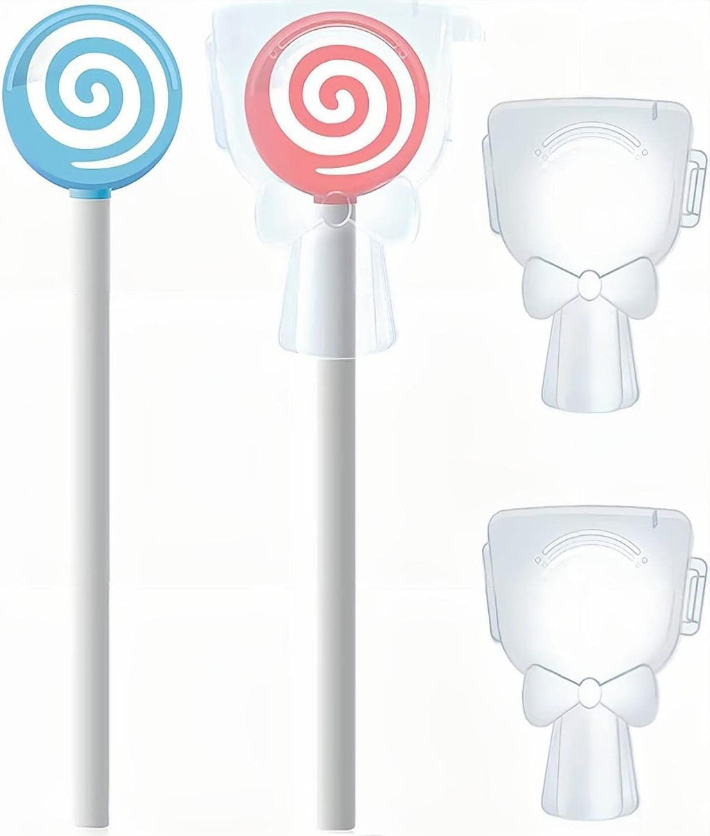 Y-Kelin Kids Tongue Scraper for Ages 2-8, 100% BPA-Free Silicone Cleaner – Cute Lollipop with Easy-to-Grasp Handles and Smiley Covers, Helps Freshen Bad Breath, Pack of 2