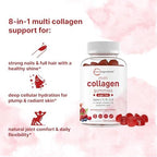 Micro Ingredients Multi Collagen Peptides, 120 Collagen Gummies | Type I,II,III,V,X Protein with Biotin, Hyaluronic Acid, & Vitamin C Complex | Pomegranate & Berry Flavored | Sugar Free, Non-GMO