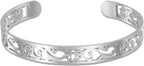 VASSAGO Lotus Flower Bracelet Adjustable Flower Bangle Stainless Steel Lotus Cuff Bracelet Boho Floral Jewelry Gift