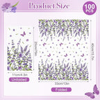 IANFEPH 100PCS Lavender Floral Paper Napkins 3 Ply Disposable Hand Towels for Bathroom Spring Purple Lavender Flowers Guest Napkins Decorative Dinner Napkin for Wedding Anniversary Birthday Tea Party