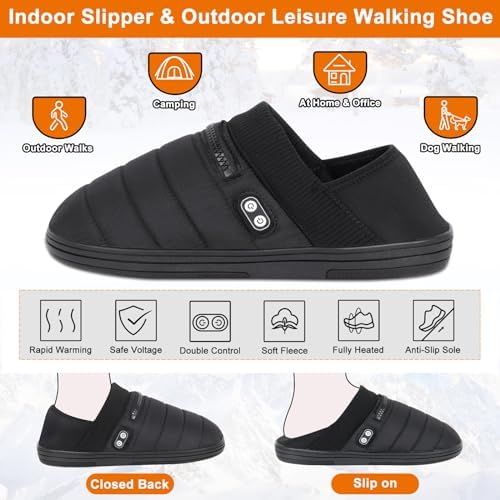 Heated Slippers, BIAL Unisex Electric Heating Pad for Feet, Rechargeable Battery Shoes Heat Foot Warmer Feet Warmer Winter Slipper Cold Weather Slippers for Men Women