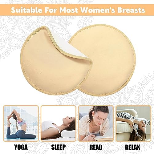 2-Pack Castor Oil Breast Pads, 9.25" Khaki Cotton Reusable Breast Pads for Women, Soft Breast Compress Pack Wrap for Gentle Chest Support