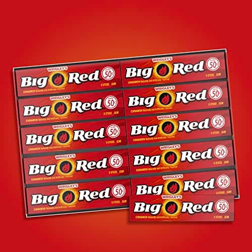 WRIGLEY'S BIG RED Chewing Gum Bulk Pack, 5 Sticks Per Pack (40 Total Packs)