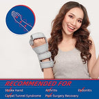 Stroke Resting Hand Splint - Night Immobilizer Wrist Finger Brace for Flexion Contractures, Functional 5 Finger Stabilizer Wrap - for Muscle Atrophy Rehab, Arthritis, Tendonitis, Carpal Tunnel Pain