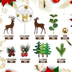 14PCS Christmas Cake Topper Merry Christmas Cake Decorations with Deer Santa Pine Tree for Xmas Winter Holiday Cake Decor Party Supplies (Gold)