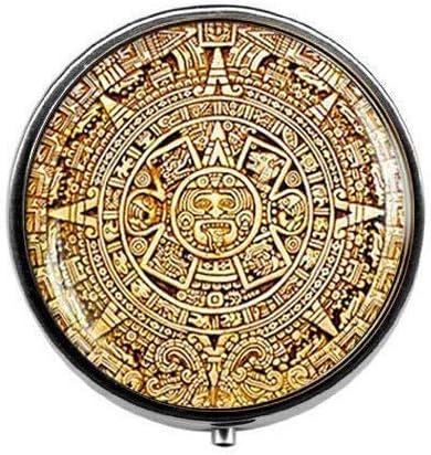 Mayan Calendar Pill Box Candy Box Mayan Calendar Jewelry Aztec Calendar Jewelry Mayan Jewelry Glass Dome Jewelry