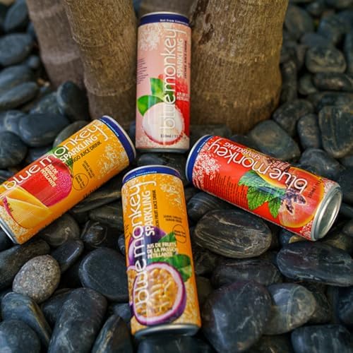 Blue Monkey Sparkling Watermelon Juice - Real Fruit Juice, No Sugar Added, All Natural, Lightly Carbonated, Halal Certified - Refreshing Tropical Sparkling Water Alternative - 11.2oz (330ml) 12 Pack