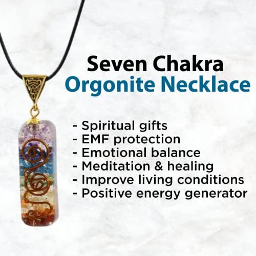 Chakra Pyramid - Seven Chakra Pyramid - Orgonite Pyramid for Energy Healing - Orgonite Kit - Protection with Seven Chakra Orgonite Necklace