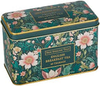 New English Teas Victorian Garden Tea Tin with 40 English Breakfast Teabags, Inspired by Embroidery & Textile Styles