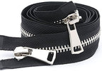 YaHoGa #5 24 Inch 60cm Two Way Separating Jacket Zipper Silver Metal Zippers for Jackets Coats Sewing Crafts (24" TW Silver)