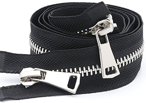 YaHoGa #5 26 Inch 65cm Two Way Separating Jacket Zipper Silver Metal Zippers for Jackets Coats Sewing Crafts (26" TW Silver)