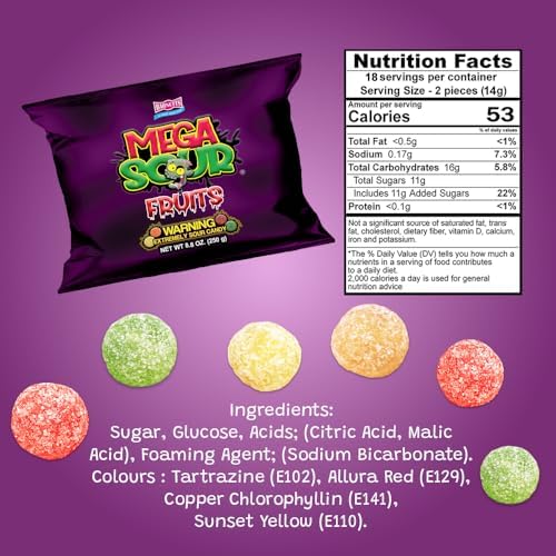 Barnetts Mega Sour Fruits Mix Fizz Candy 250g Handmade British Sweets