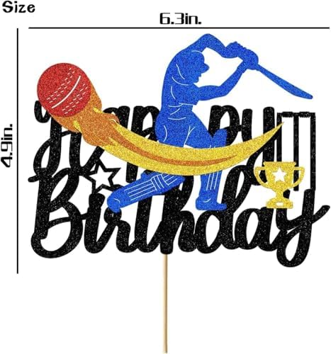 Cricket Cake Topper Cricket Birthday Cake Toppers Decorations for Boys Girls Adult Glitter Cricket Happy Birthday Decorations Sports Theme Party Supplies