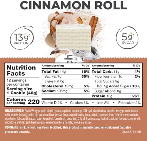 Power Crunch Protein Wafer Bars, High Protein Snacks with Delicious Taste, Cinnamon Roll, 1.4 Ounce (12 Count)