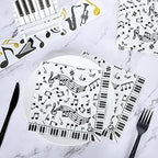 Whaline 80 Pcs Music Notes Paper Napkins 6.5 x 6.5 Inch Musical Notation Disposable Luncheon Napkin Black White Piano Keys Prints Lunch Napkin for Music Celebration Dinner Tableware Party Supplies