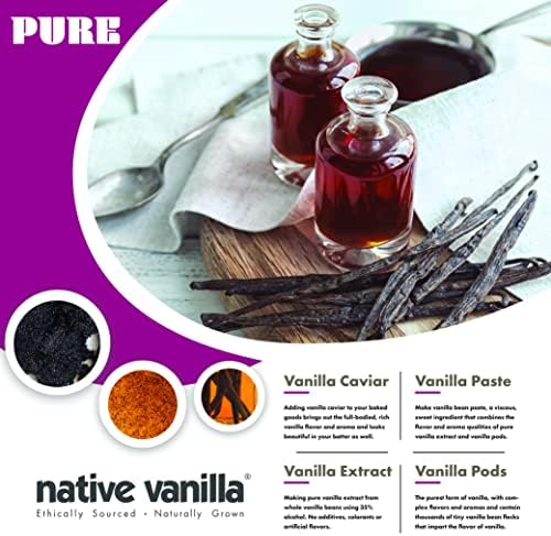 10 Tahitian Vanilla Beans - Premium Grade B Whole Vanilla Pods - For Vanilla Extract, Cooking, Baking, & Desserts - Rich, Creamy Flavor - 100% Vegan & Kosher - Non-GMO & Gluten-Free - Native Vanilla