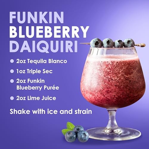 Funkin Fruit Puree | Real Fruit, Simple Ingredient, Natural Mixer for Cocktails, Drinks, Smoothies | Vegan, Non-GMO, Gluten-Free (2.2 lbs) (Blueberry)