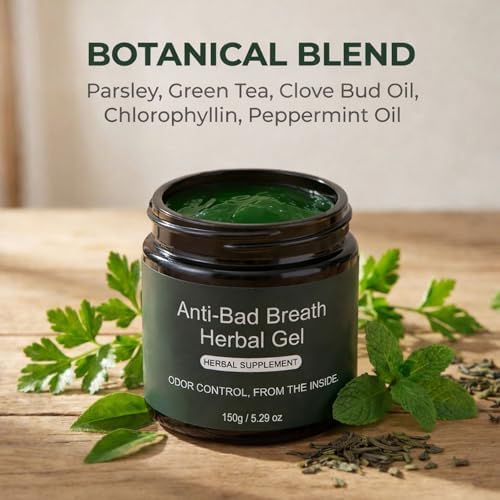 Anti-Bad Breath Herbal Gel Supplement, Internal Freshening Formula with Parsley, Green Tea, Lemon Balm, Clove Bud Oil, Peppermint Oil & Chlorophyllin, Natural Mint Flavor (1PCS)