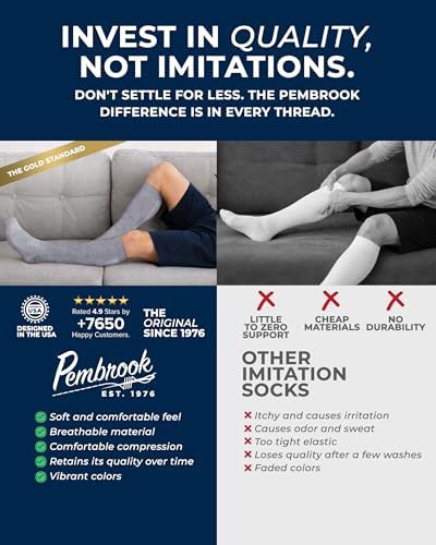 Pembrook Light Compression Socks for Men & Women - 3 Pairs | 8-15 mmhg Compression Dress Socks for Men | Support Socks