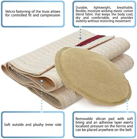 ORTONYX Umbilical Hernia Belt for Men and Women / 6.25" Abdominal Binder With Hernia Support Pad/Post-Surgical Belly Band - Beige OX5241-L/XL