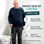 Lunderg Padded Toilet Seat Riser for Seniors - Adds 3 inches. Universal Fit - FIRM Raised Toilet Seat Cushion with High-Density Foam for Enhanced Comfort & Elevation. Post-Surgery Must have (White)