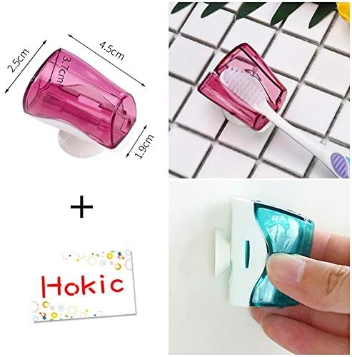6 Pack Travel Toothbrush Head Covers with Suction Cup Electric and Manual Toothbrush Cover Clip Portable Plastic Toothbrush Protector Cap Brush Pod Case for Traveling, Camping, Bathroom, Home, School