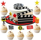 12 PCS Cake Topper Glitter Cupcake Toppers Picks Movie Night Birthday Party Decoration for Movie Theme Birthday Party Baby Shower Supplies