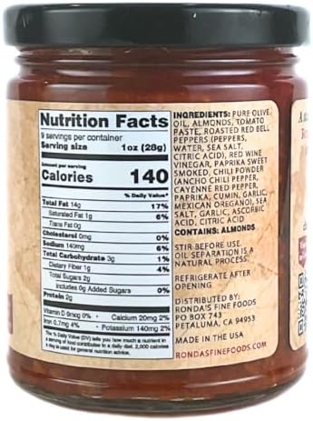Original & Spicy Romesco Dip, Spread, Topping & Sauce – 2CT 9.0oz Variety Pack - Thick, Small-Batch with Almonds, Pure Olive Oil, Red Peppers, & Tomato – Keto, Vegan, Gluten-Free Red Sauce for Fish, Meat, Veggies, & Chicken by Ronda’s Fine Foods