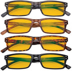 Eyekepper 4 Pack Blue Light Filter Glasses Blocking Digital Glare Readers for Women Men Reading Computer Screen Amber Tinted +1.00